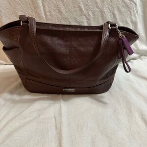 Coach Park Carrie Burgundy Leather Tote Bag